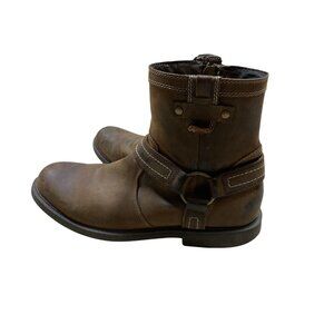 Chaps Mens Ankle Boots Leather Upper Brown Size 10.5M Durable Rubber Sole